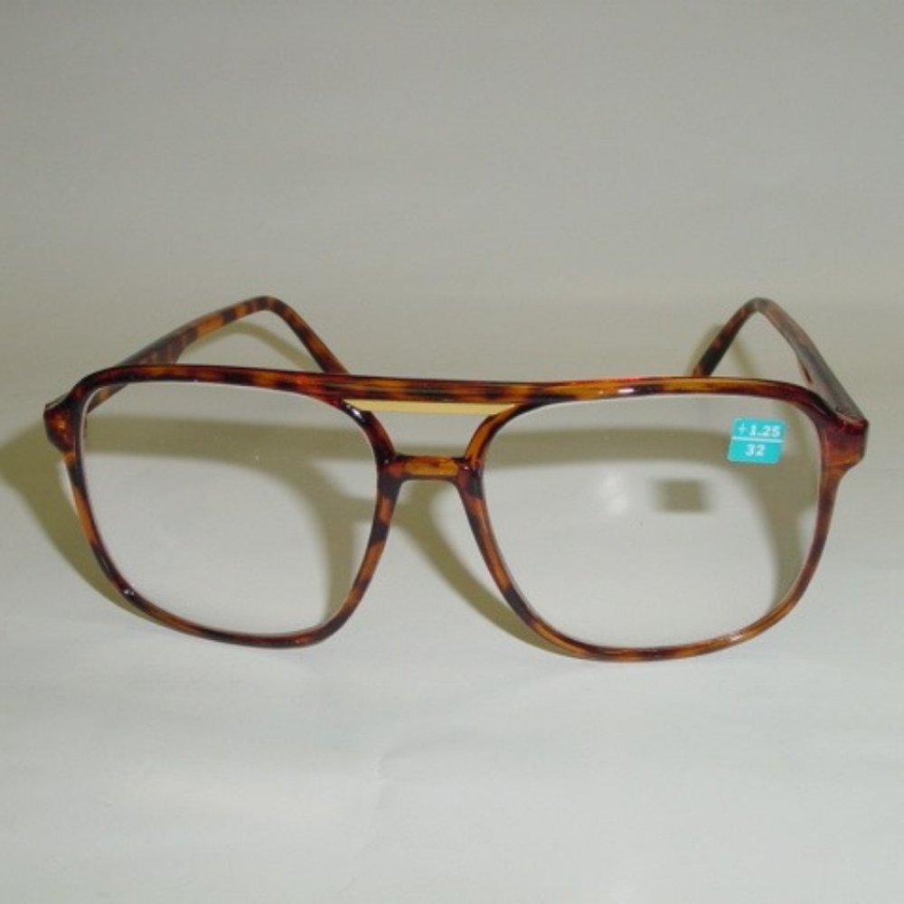 NWT Vintage 90's Plastic Square Full Frame Reading Glasses +1.75 (S.Tort…